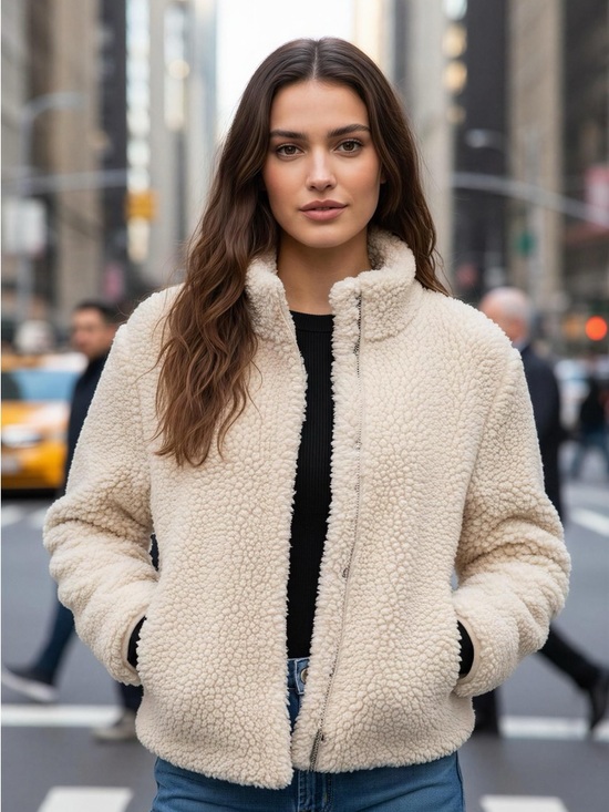 Thread & Supply Jackets & Blazers - Thread & Supply Cream Teddy Jacket Size M